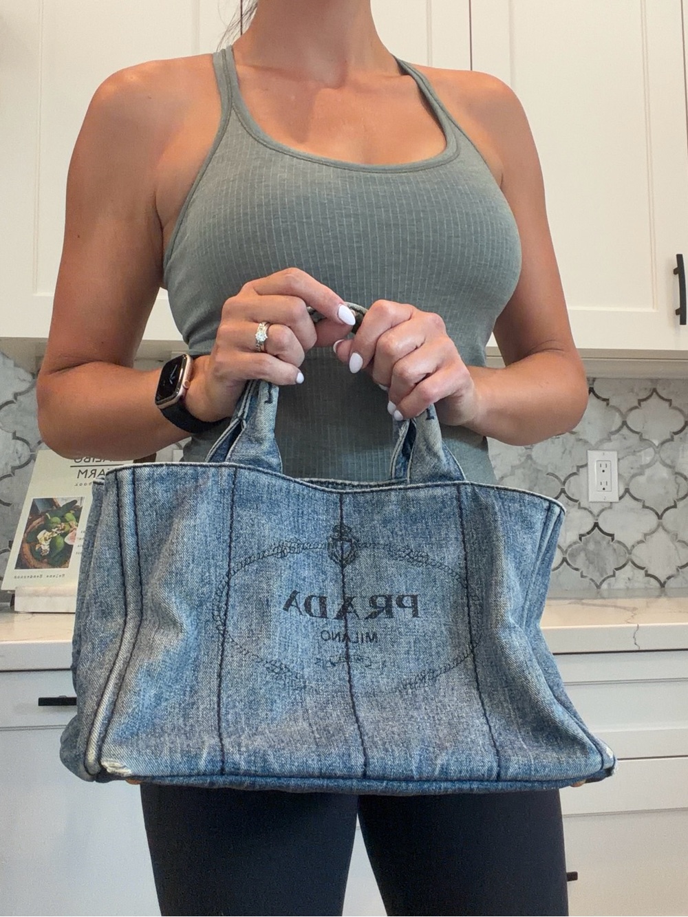Prada Denim Tote in Washed Blue - Picture 3 of 14